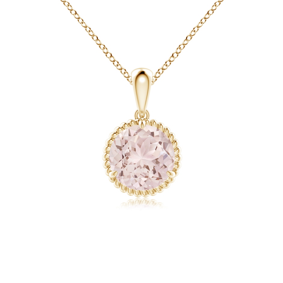7mm A Rope-Framed Claw-Set Morganite Solitaire Pendant in Yellow Gold 
