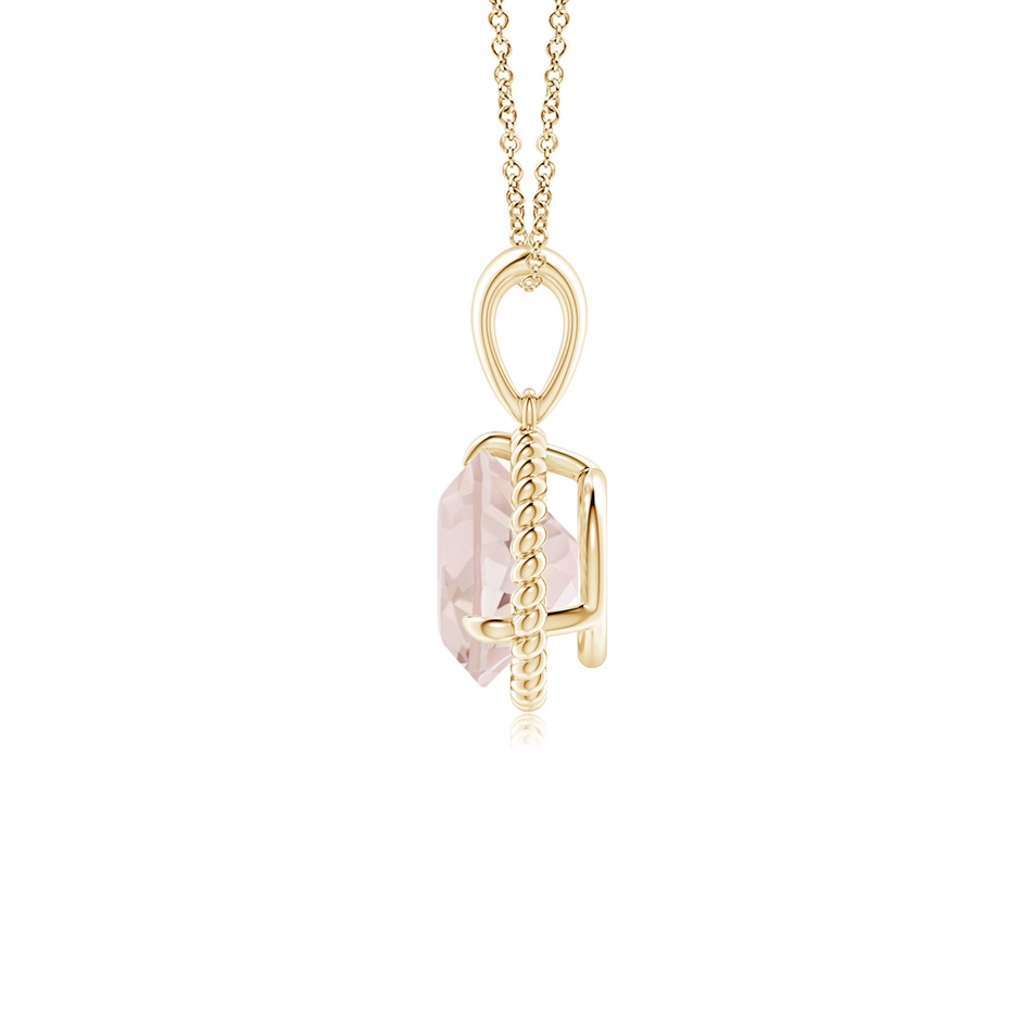 7mm A Rope-Framed Claw-Set Morganite Solitaire Pendant in Yellow Gold side 199