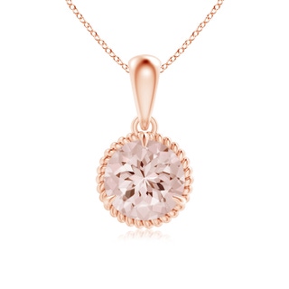 7mm AA Rope-Framed Claw-Set Morganite Solitaire Pendant in 10K Rose Gold