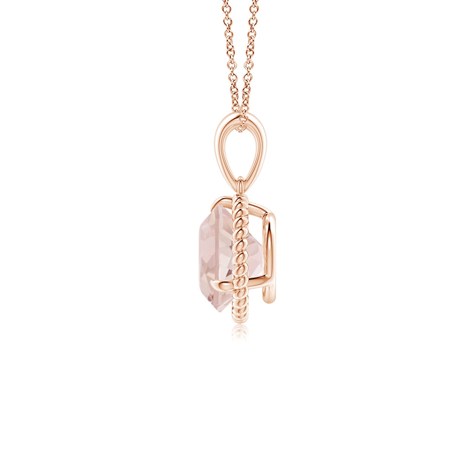 7mm AA Rope-Framed Claw-Set Morganite Solitaire Pendant in Rose Gold side 199