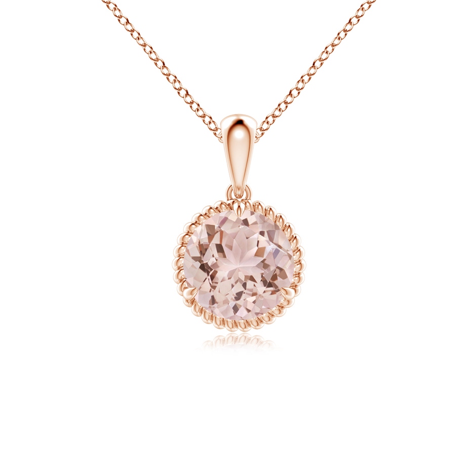 7mm AAA Rope-Framed Claw-Set Morganite Solitaire Pendant in Rose Gold 