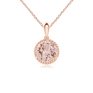 7mm AAA Rope-Framed Claw-Set Morganite Solitaire Pendant in Rose Gold