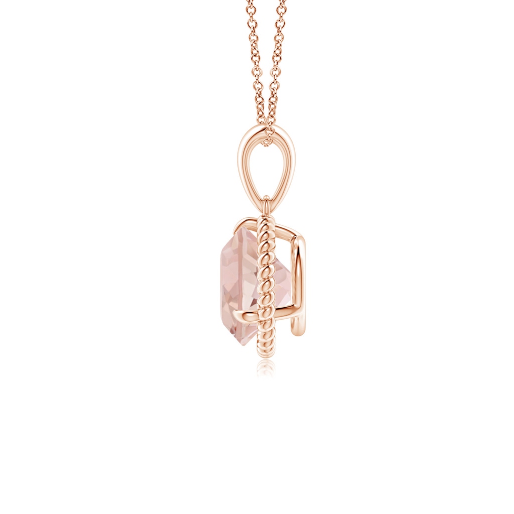 7mm AAA Rope-Framed Claw-Set Morganite Solitaire Pendant in Rose Gold - side 199