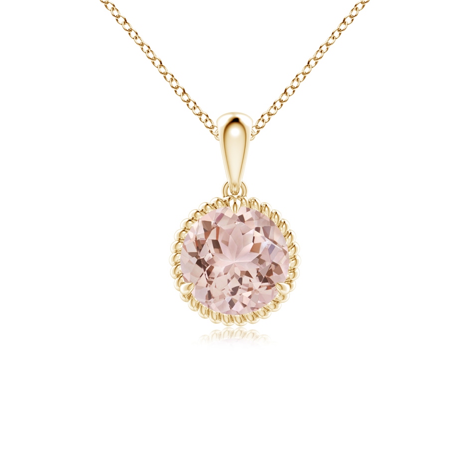 7mm AAA Rope-Framed Claw-Set Morganite Solitaire Pendant in Yellow Gold 