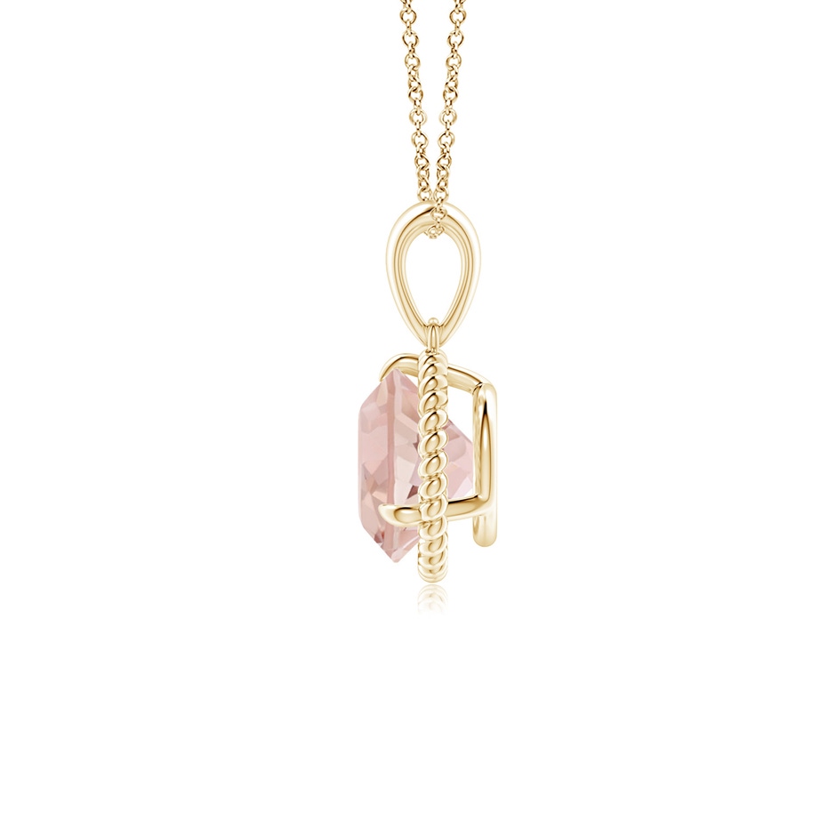 7mm AAA Rope-Framed Claw-Set Morganite Solitaire Pendant in Yellow Gold side-1