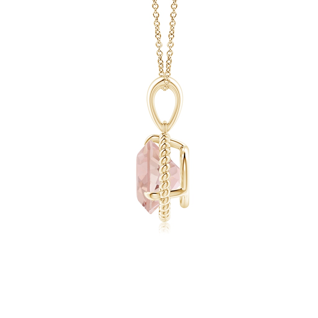 7mm AAA Rope-Framed Claw-Set Morganite Solitaire Pendant in Yellow Gold - side 199