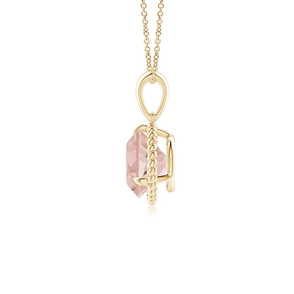 7mm AAAA Rope-Framed Claw-Set Morganite Solitaire Pendant in Yellow Gold - side 199