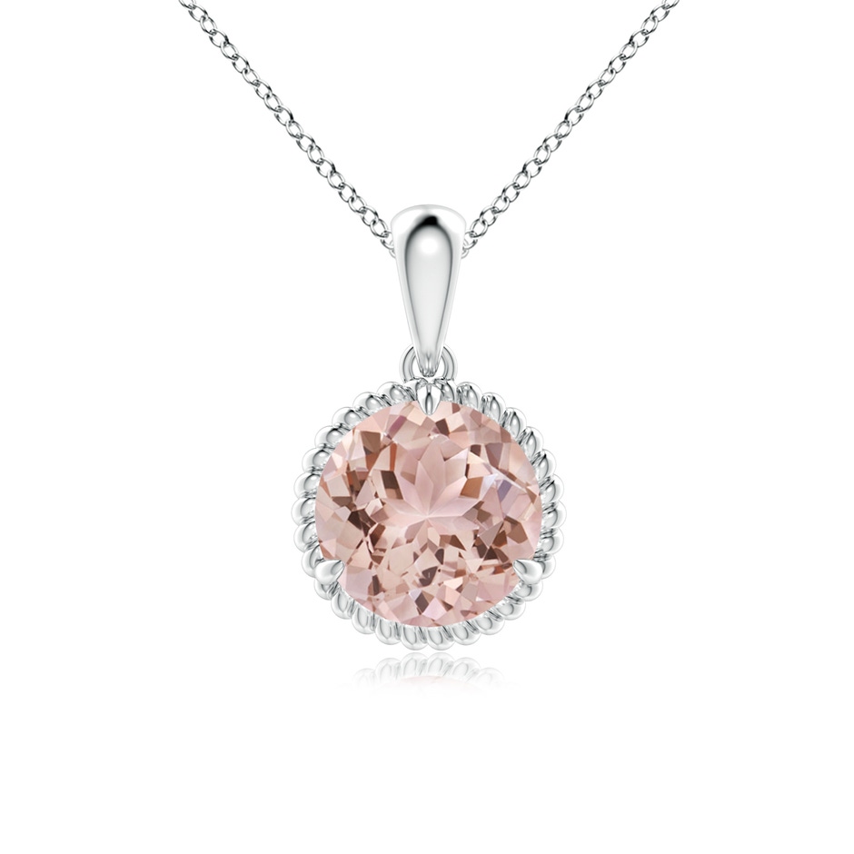 8mm AAA Rope-Framed Claw-Set Morganite Solitaire Pendant in White Gold 