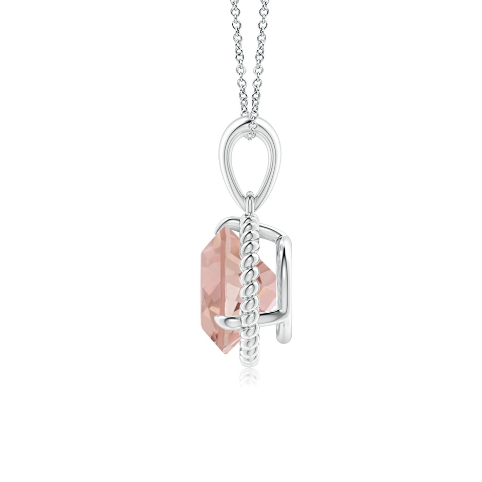 8mm AAA Rope-Framed Claw-Set Morganite Solitaire Pendant in White Gold side 199