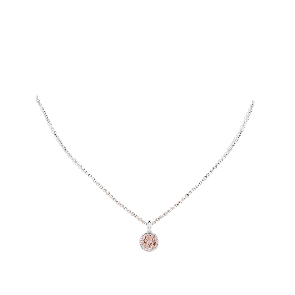 8mm AAA Rope-Framed Claw-Set Morganite Solitaire Pendant in White Gold pen