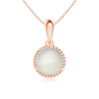 7mm AAA Rope-Framed Claw-Set Moonstone Solitaire Pendant in Rose Gold