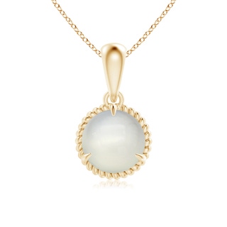 7mm AAA Rope-Framed Claw-Set Moonstone Solitaire Pendant in Yellow Gold