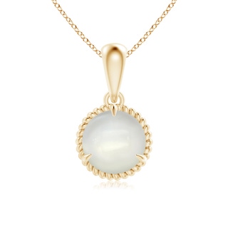 7mm AAAA Rope-Framed Claw-Set Moonstone Solitaire Pendant in Yellow Gold