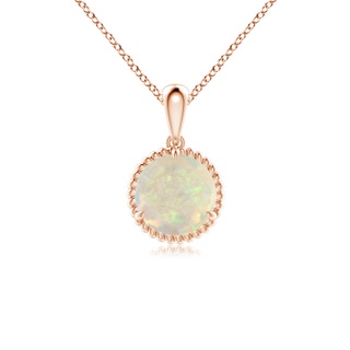 7mm AAA Rope-Framed Claw-Set Opal Solitaire Pendant in Rose Gold