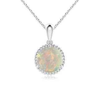 8mm AAAA Rope-Framed Claw-Set Opal Solitaire Pendant in White Gold