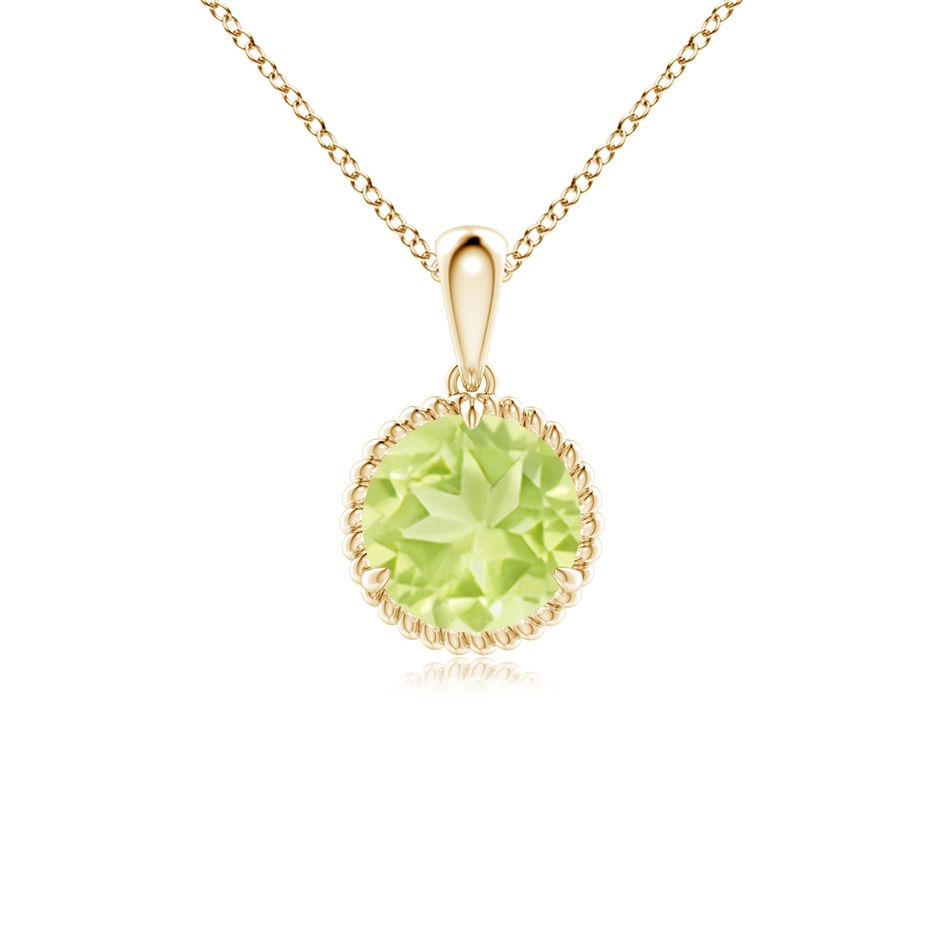 7mm A Rope-Framed Claw-Set Peridot Solitaire Pendant in Yellow Gold 