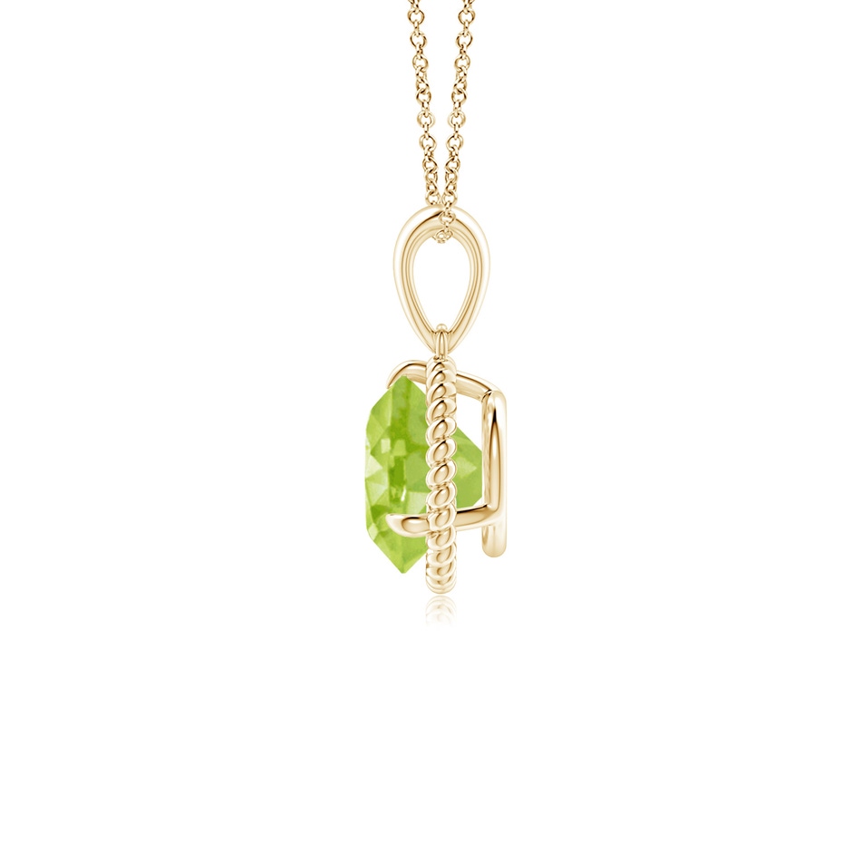 7mm AA Rope-Framed Claw-Set Peridot Solitaire Pendant in Yellow Gold side-1