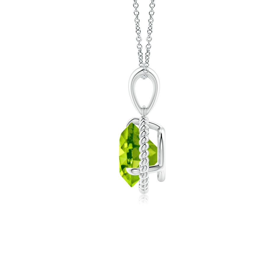 7mm AAA Rope-Framed Claw-Set Peridot Solitaire Pendant in White Gold side-1