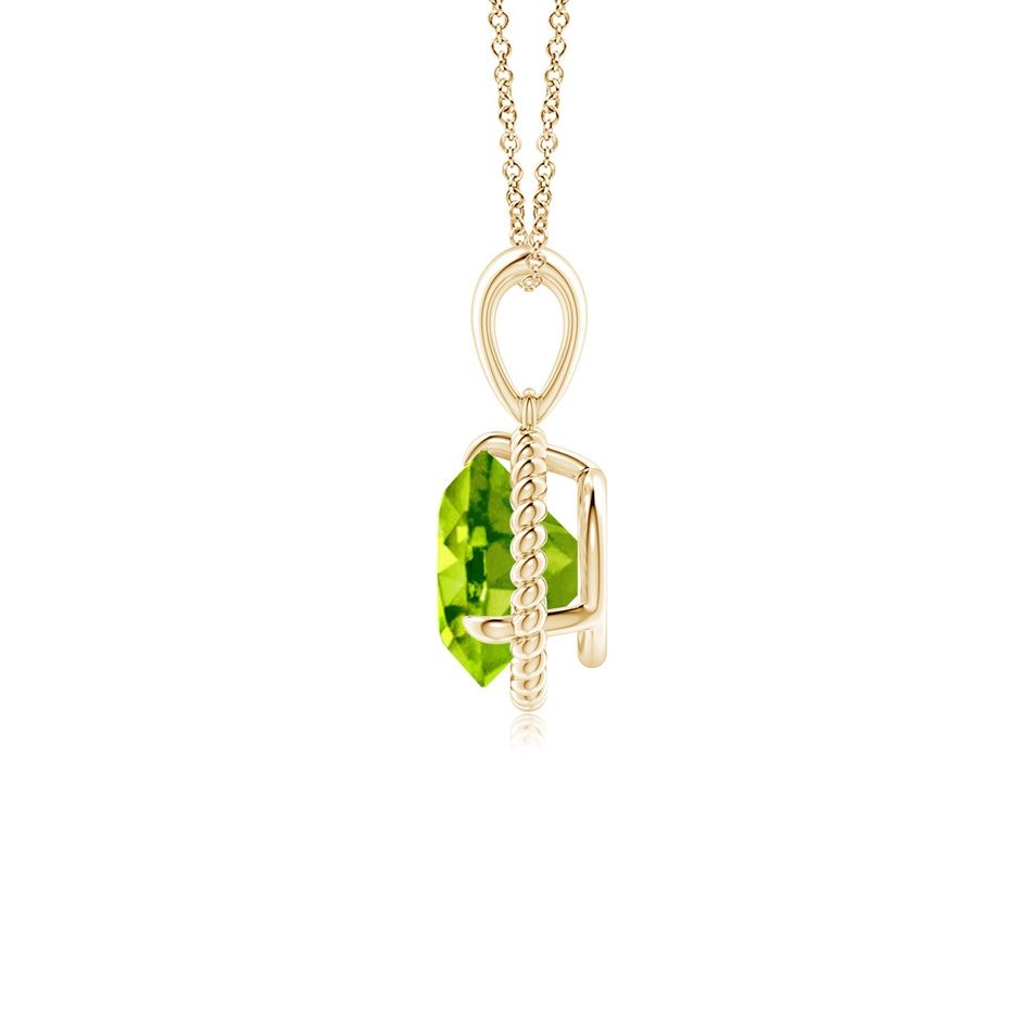 7mm AAA Rope-Framed Claw-Set Peridot Solitaire Pendant in Yellow Gold side-1
