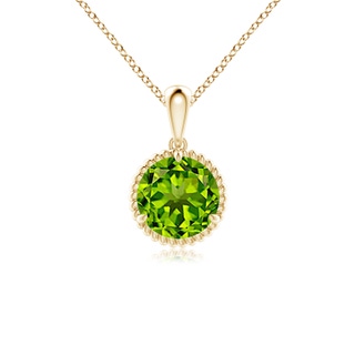 7mm AAAA Rope-Framed Claw-Set Peridot Solitaire Pendant in 9K Yellow Gold