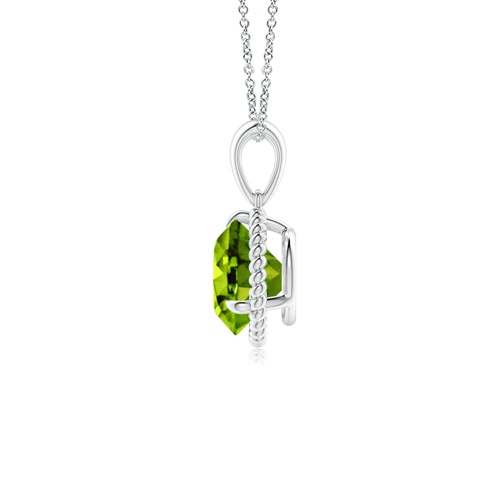 7mm AAAA Rope-Framed Claw-Set Peridot Solitaire Pendant in White Gold - side_1