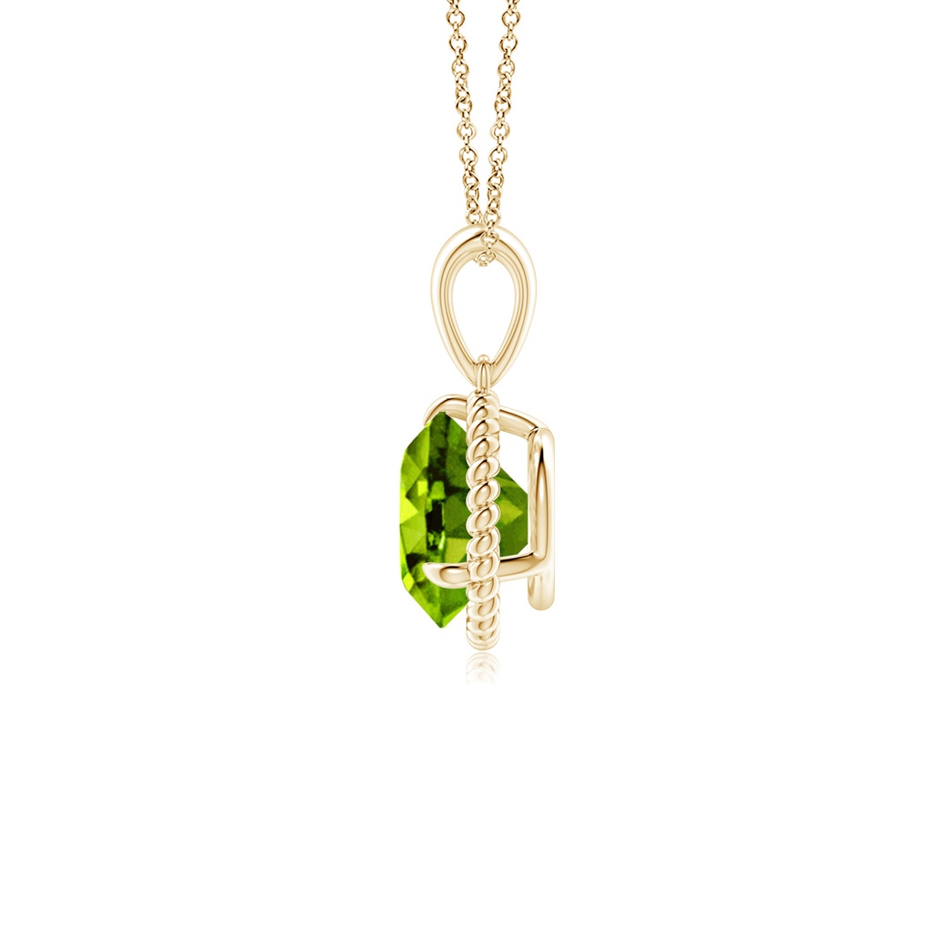 7mm AAAA Rope-Framed Claw-Set Peridot Solitaire Pendant in Yellow Gold - side_1
