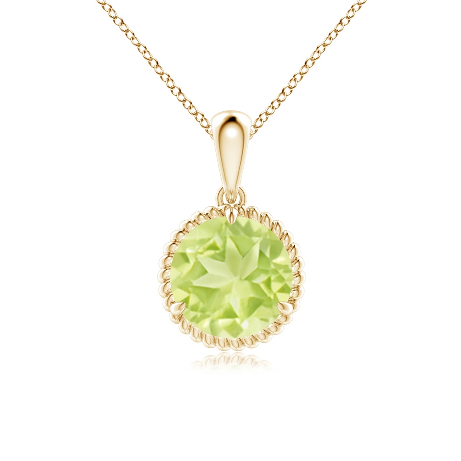8mm A Rope-Framed Claw-Set Peridot Solitaire Pendant in Yellow Gold 