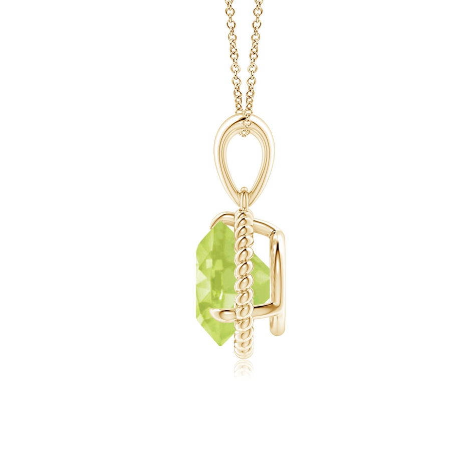 8mm A Rope-Framed Claw-Set Peridot Solitaire Pendant in Yellow Gold side-1