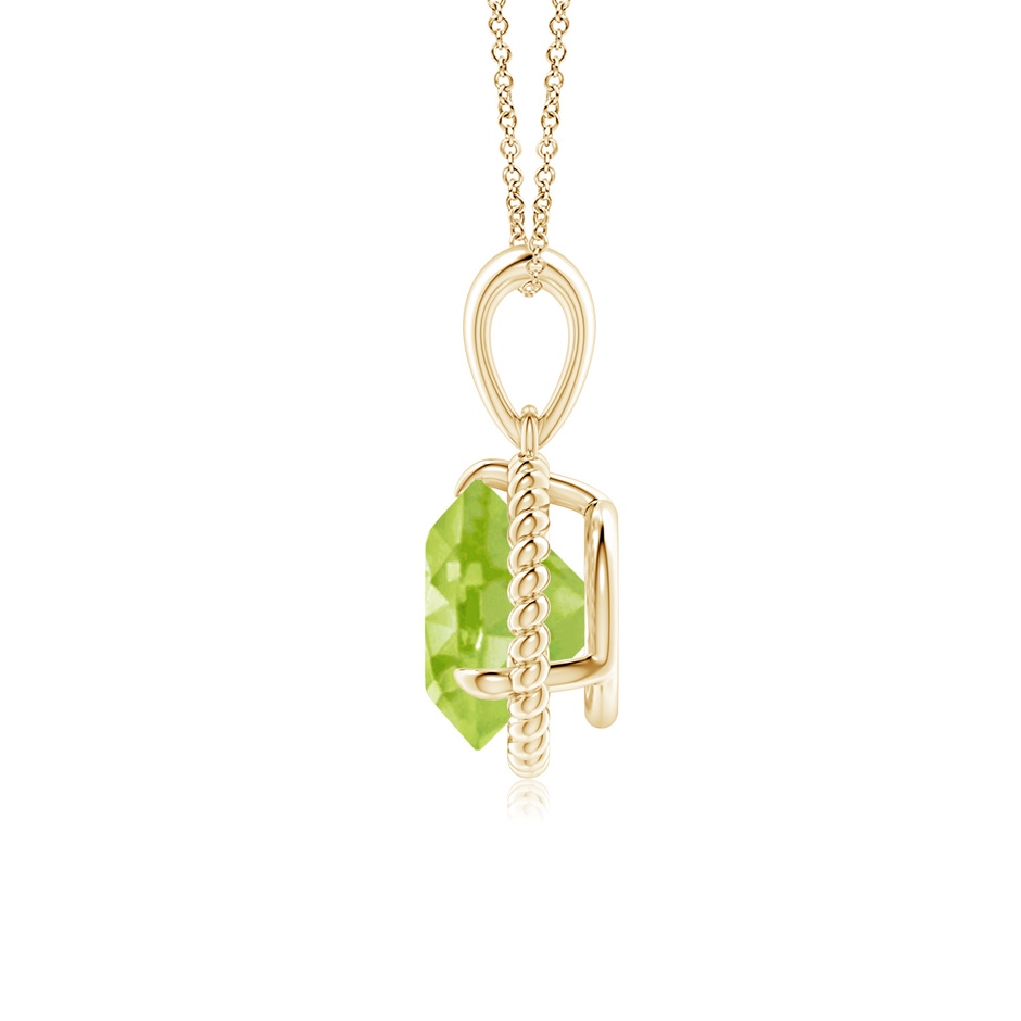 8mm AA Rope-Framed Claw-Set Peridot Solitaire Pendant in Yellow Gold side-1
