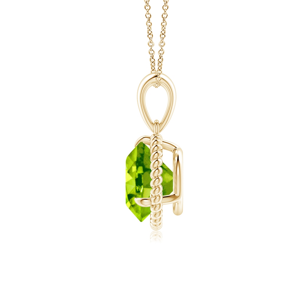 8mm AAA Rope-Framed Claw-Set Peridot Solitaire Pendant in Yellow Gold - side_1