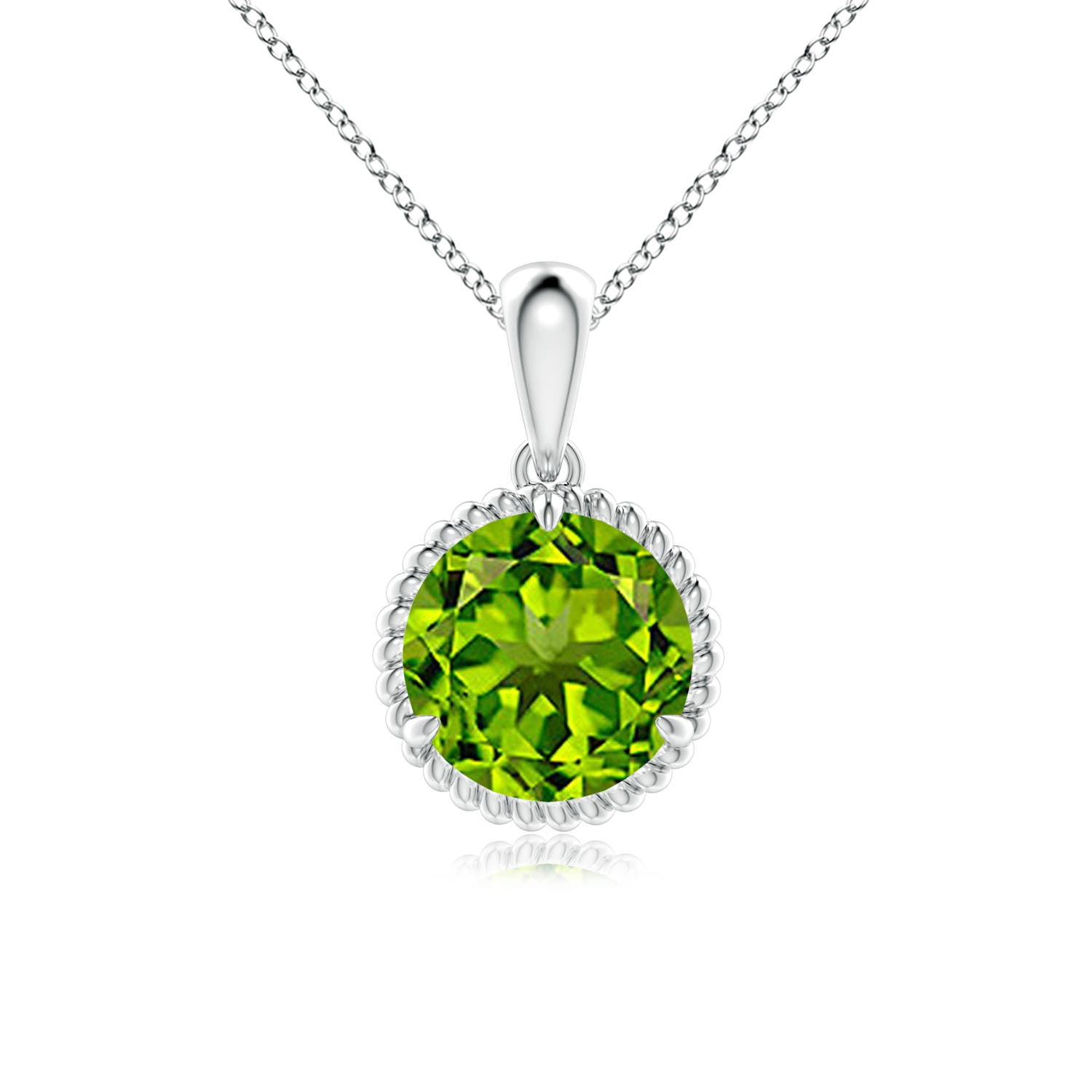 Angara Natural Peridot Solitaire Pendant Necklace for Women, Girls
