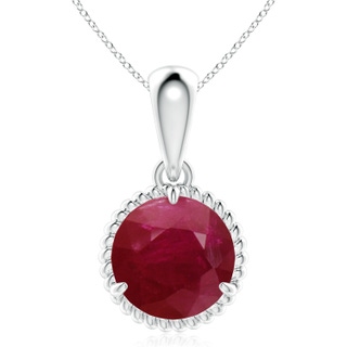 10mm A Rope-Framed Claw-Set Ruby Solitaire Pendant in P950 Platinum