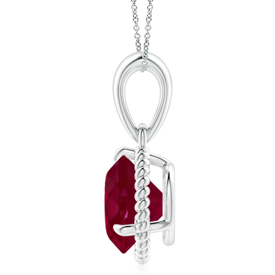 10mm A Rope-Framed Claw-Set Ruby Solitaire Pendant in P950 Platinum side 199