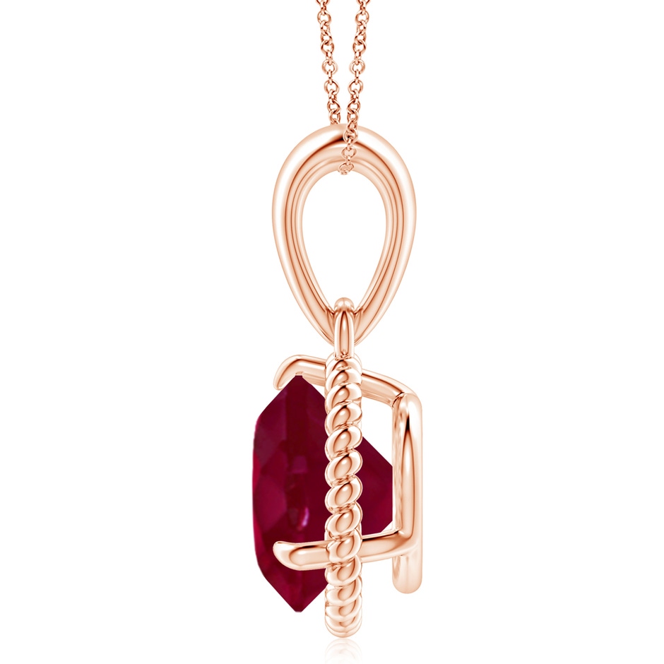 10mm A Rope-Framed Claw-Set Ruby Solitaire Pendant in Rose Gold side 199