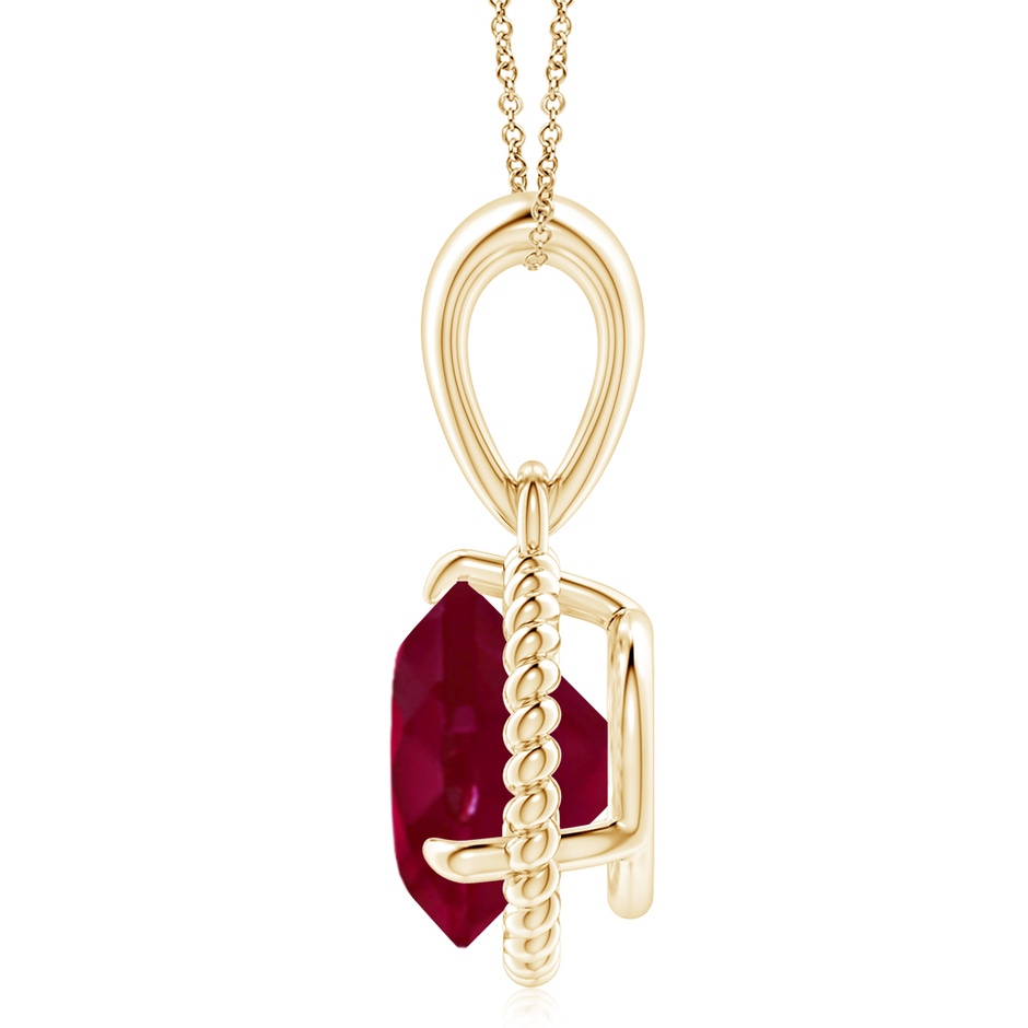 10mm A Rope-Framed Claw-Set Ruby Solitaire Pendant in Yellow Gold side 199