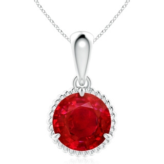 10mm AAA Rope-Framed Claw-Set Ruby Solitaire Pendant in P950 Platinum