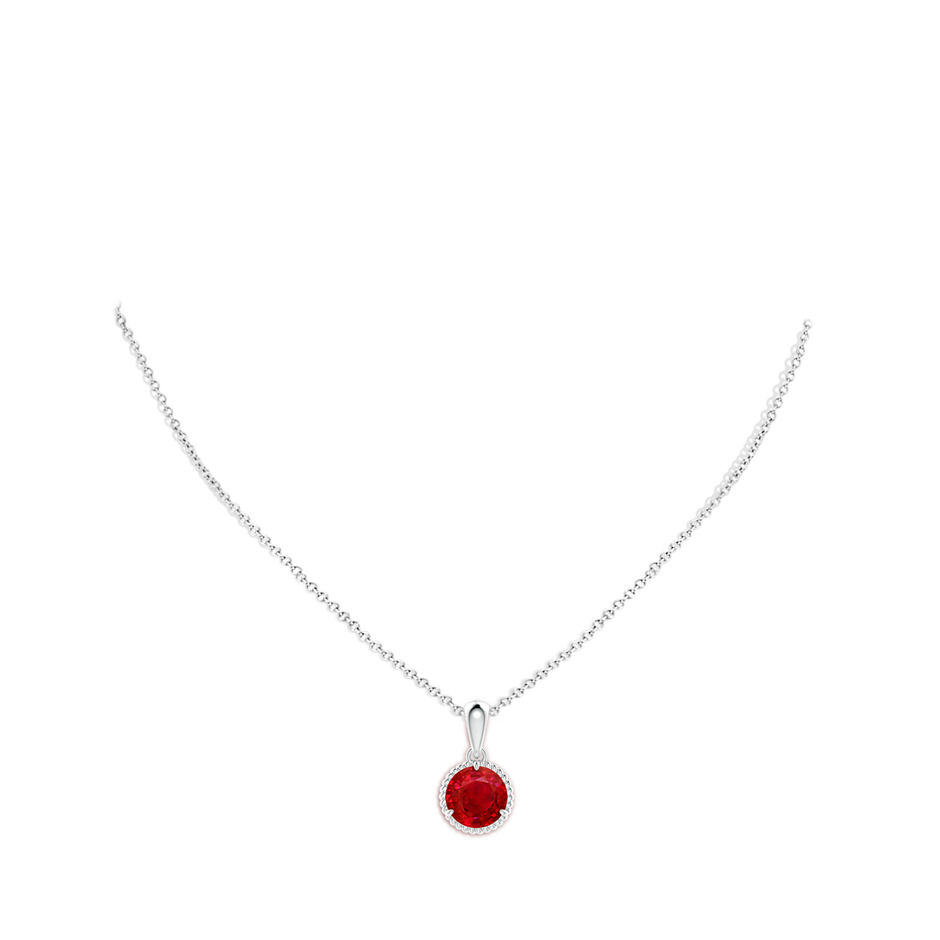 10mm AAA Rope-Framed Claw-Set Ruby Solitaire Pendant in S999 Silver pen