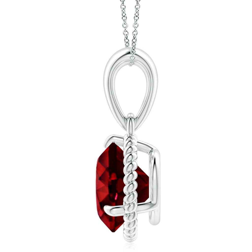 10mm AAAA Rope-Framed Claw-Set Ruby Solitaire Pendant in S999 Silver Side 199