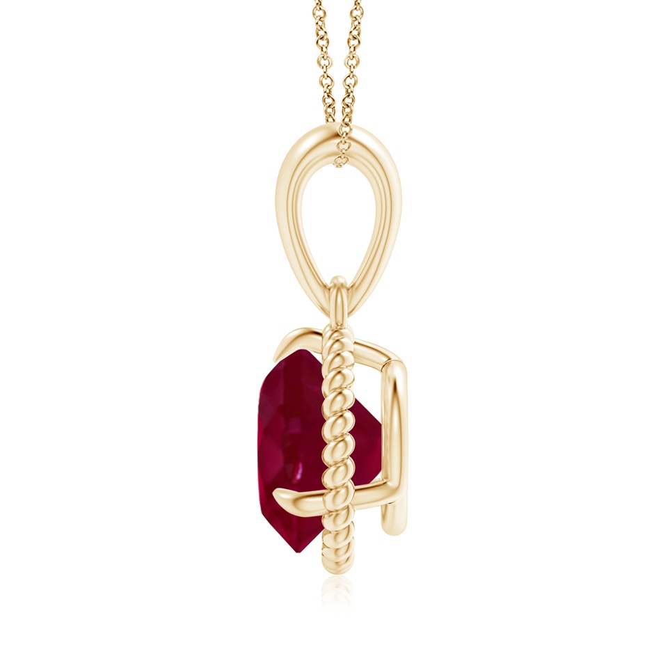 8mm A Rope-Framed Claw-Set Ruby Solitaire Pendant in Yellow Gold side 199