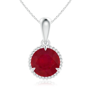 8mm AA Rope-Framed Claw-Set Ruby Solitaire Pendant in P950 Platinum