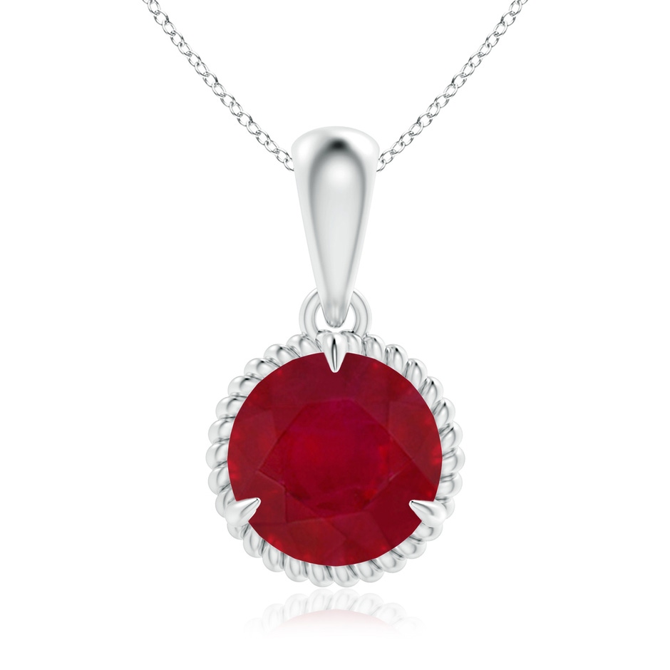 8mm AA Rope-Framed Claw-Set Ruby Solitaire Pendant in P950 Platinum 