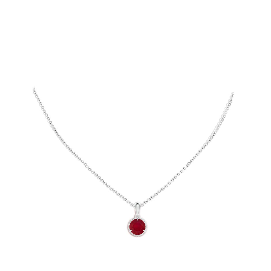 8mm AA Rope-Framed Claw-Set Ruby Solitaire Pendant in P950 Platinum pen