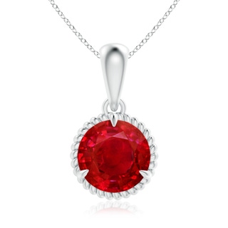 8mm AAA Rope-Framed Claw-Set Ruby Solitaire Pendant in P950 Platinum