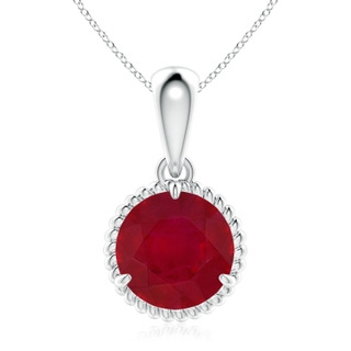 9mm AA Rope-Framed Claw-Set Ruby Solitaire Pendant in P950 Platinum