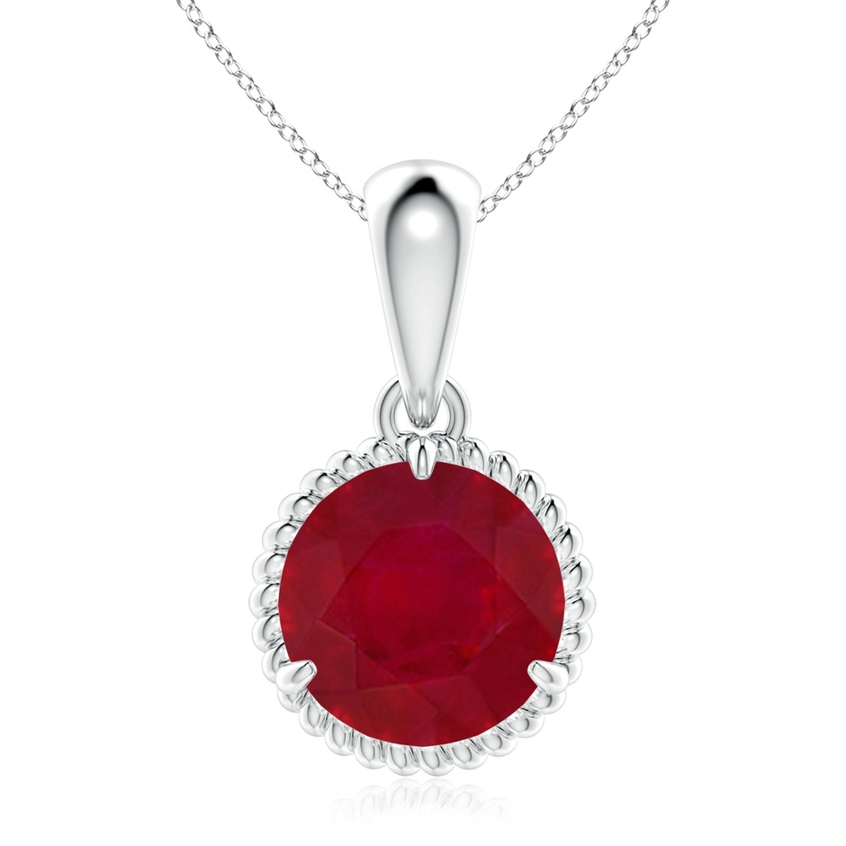 9mm AA Rope-Framed Claw-Set Ruby Solitaire Pendant in P950 Platinum 