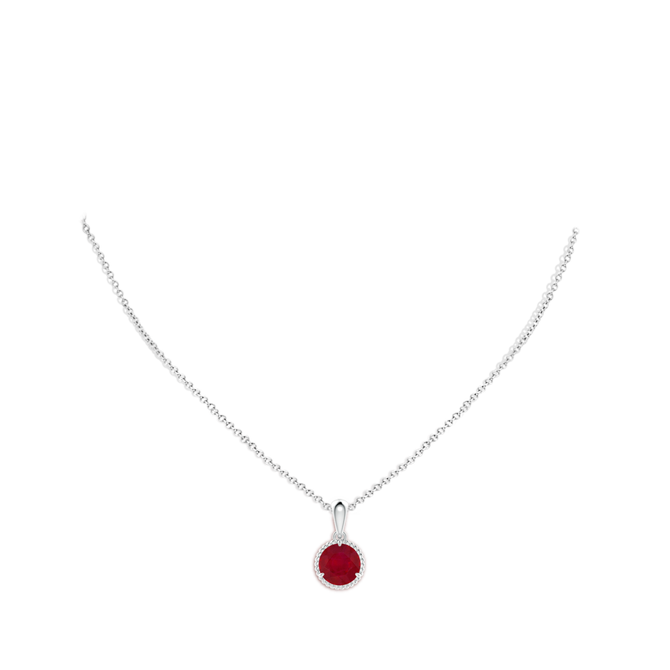 9mm AA Rope-Framed Claw-Set Ruby Solitaire Pendant in P950 Platinum pen