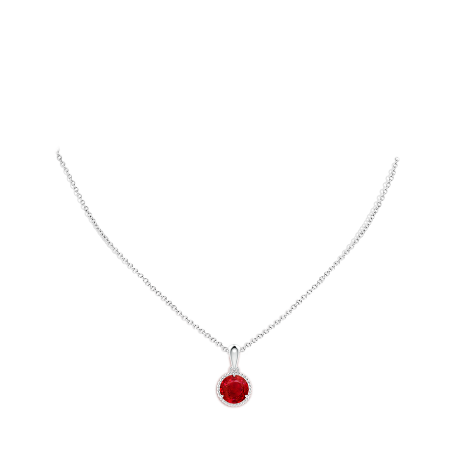 9mm AAA Rope-Framed Claw-Set Ruby Solitaire Pendant in P950 Platinum pen