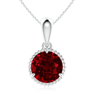 9mm AAAA Rope-Framed Claw-Set Ruby Solitaire Pendant in P950 Platinum