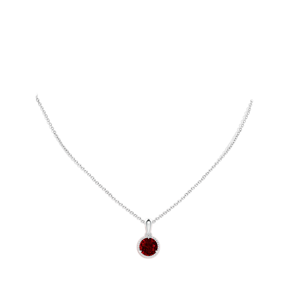9mm AAAA Rope-Framed Claw-Set Ruby Solitaire Pendant in P950 Platinum pen