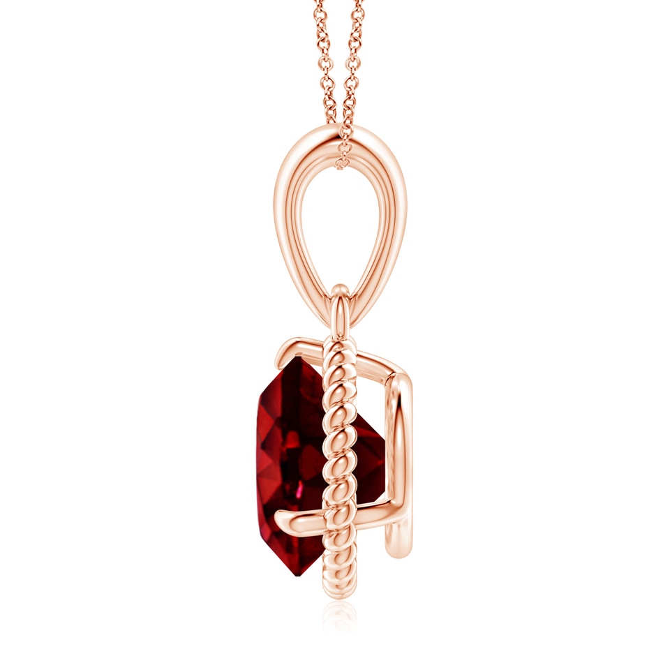 9mm AAAA Rope-Framed Claw-Set Ruby Solitaire Pendant in Rose Gold side 199